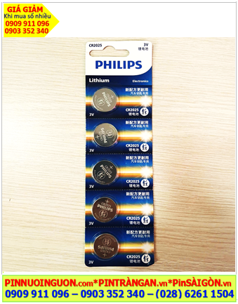 COMBO 01vỉ = 5viên Pin 3v lithium Philips CR2025 P5BC/93 chính hãng Nội địa Trung